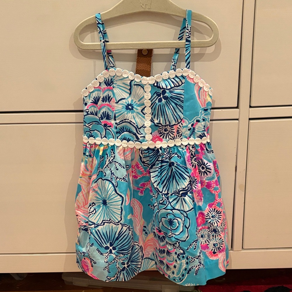 NWT Lilly Pulitzer Girls Mini Haylan Dress Bali Blue Once Upon a Tide 2T
